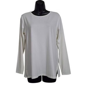 Drapers Damons Top Small Ivory Long Sleeve Side Slit Minimalist‎ Basic Neutral
